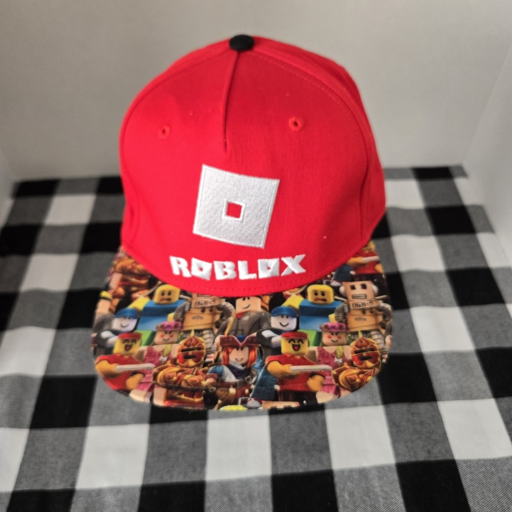 ROBLOX YOUTH Red Cap Hat Embroidered Logo Game Community Adjustable One Size